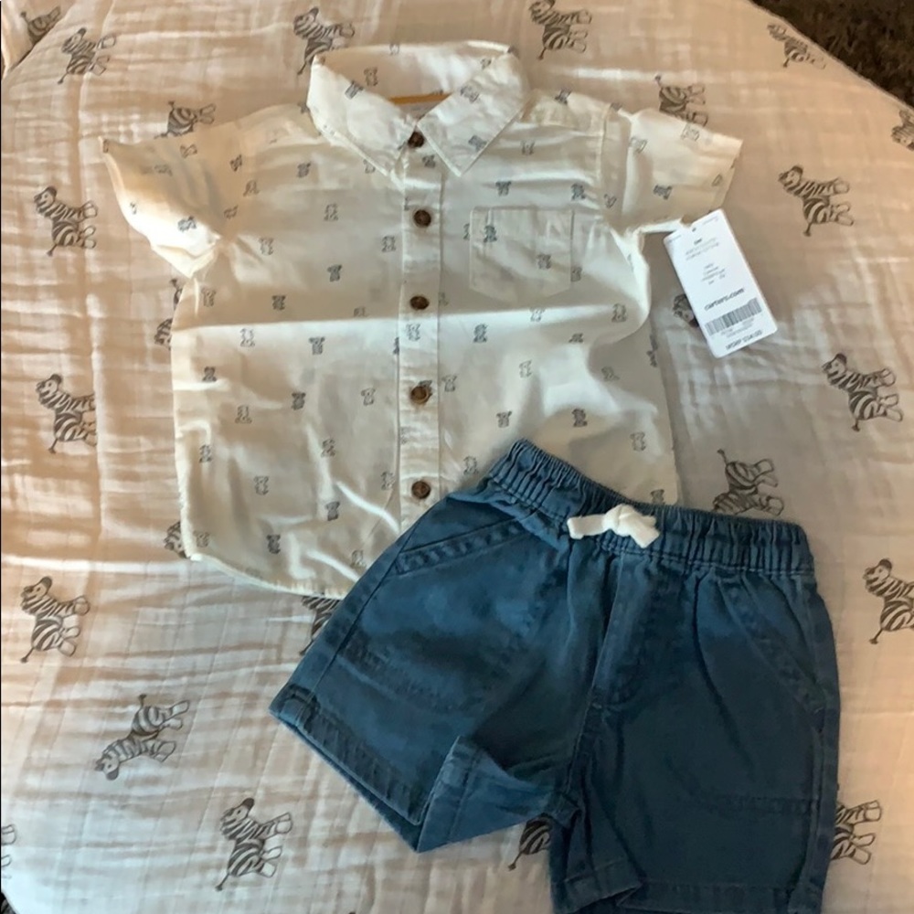Carters 6mo outfit... shorts and button shirt.